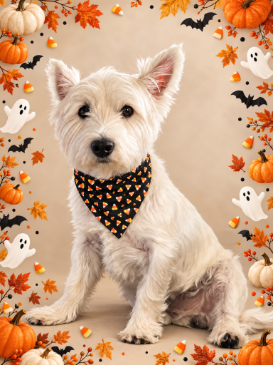 Halloween Candy Corn Scrunchie Dog Bandana