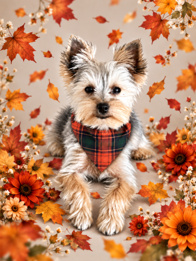 Cool Fall Plaid Scrunchie Dog Bandana